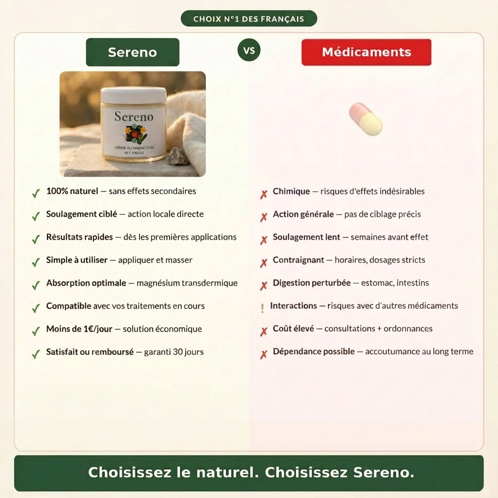 Sereno – Soulagez vos douleurs nerveuses et crampes nocturnes naturellement, dès les premières application